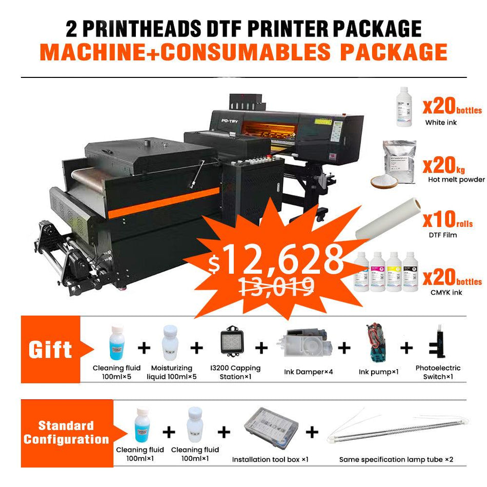 60cm (24") 2-Head DTF Printer Bundle