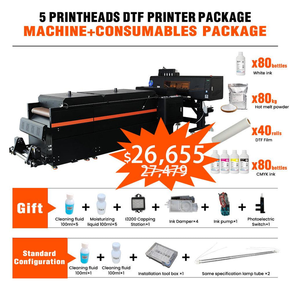 60cm (24") 5-Head DTF Printer Bundle